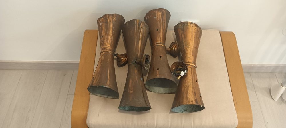 Apliques de parede vintage em cobre – conjunto de 4 peças