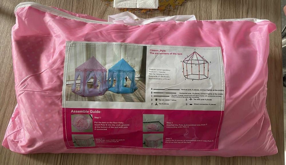 Namiot dla dzieci zamek pałac różowy z baldachimem 140 cm