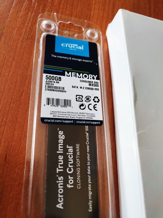 Dysk SSD Crucial MX500 500GB m.2 SATA + obudowa m.2 SATA. Nowe.