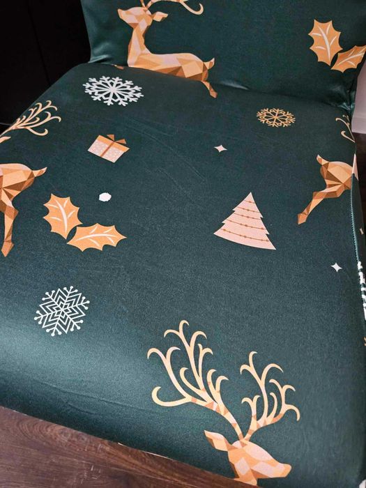 Świąteczne pokrowce na krzesła elastyczne 4 sztuki zielone święta