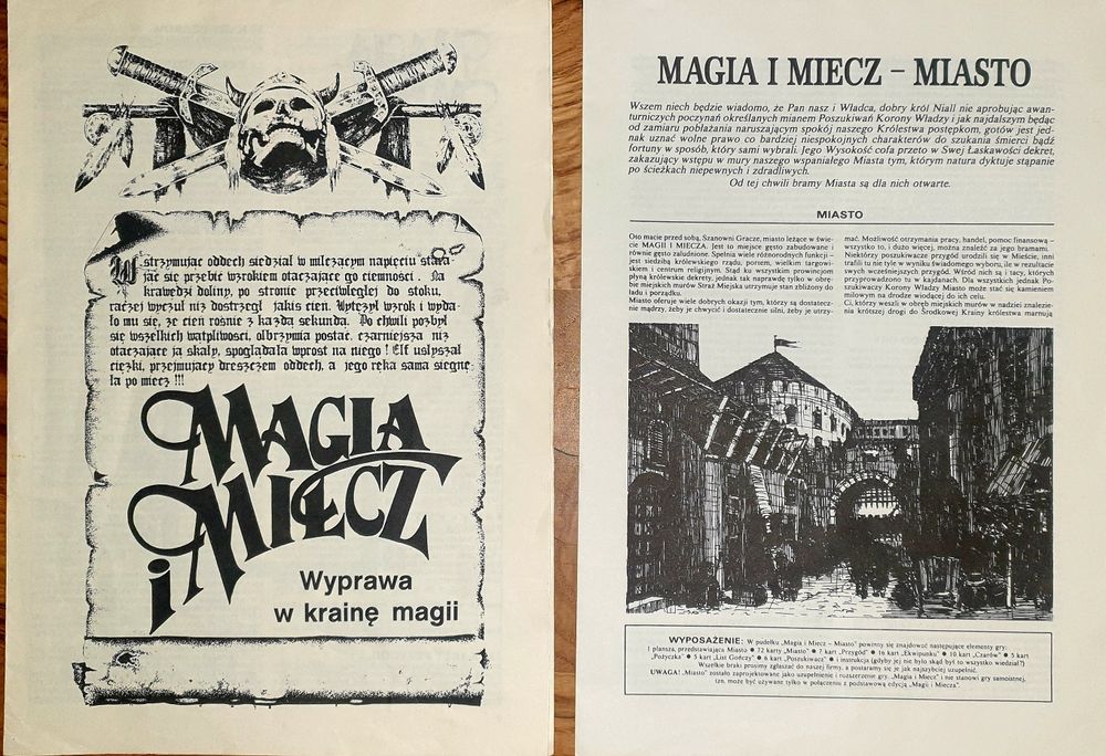 Gra planszowa, oryginał z 1983r. - wyd.II - Magia i Miecz + Miasto