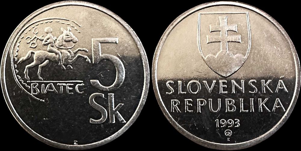 5 Koruna - 1993 - Eslováquia - Celta de Biatec