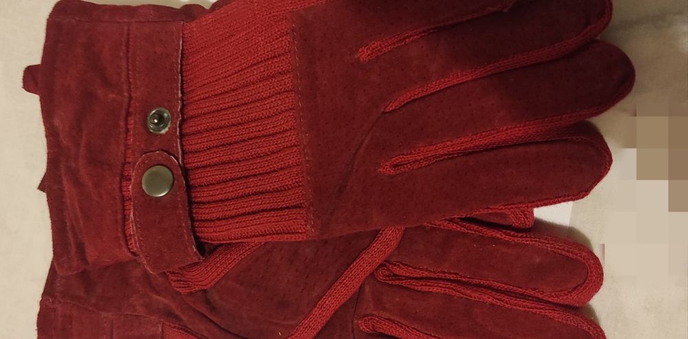 Rękawiczki damskie skóra i bawełna XL