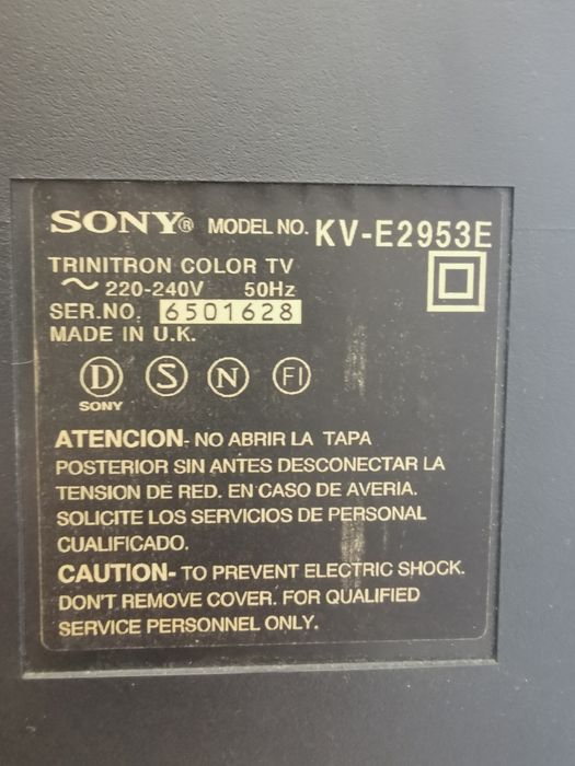 TV Sony Black Trinitron KV-E2953E (P/Peças ou Arranjo)