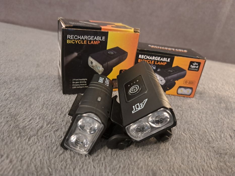 2 sztuki Mocne Lampki Rowerowe USB C komplet NOWE