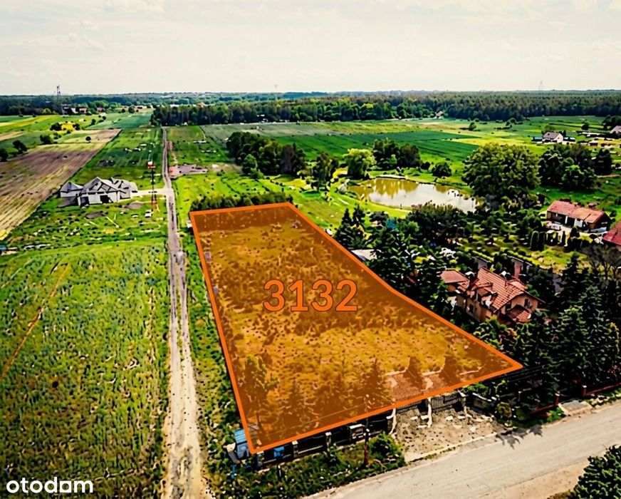 Działka budowlana 3132 m² z ogrodzeniem i mediami