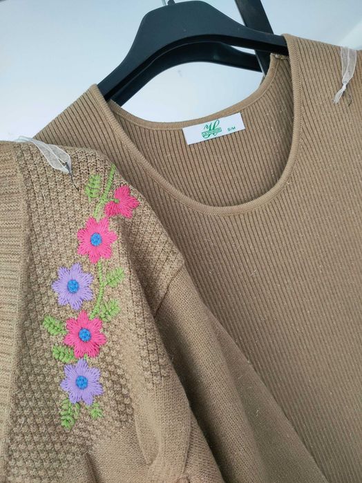 Śliczny komplet sukienka sweter dzianina sweterkowy angora S M