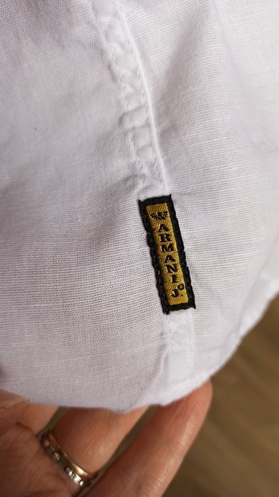 Sg Biała koszula męska XL , XXL Armani bawełna + len