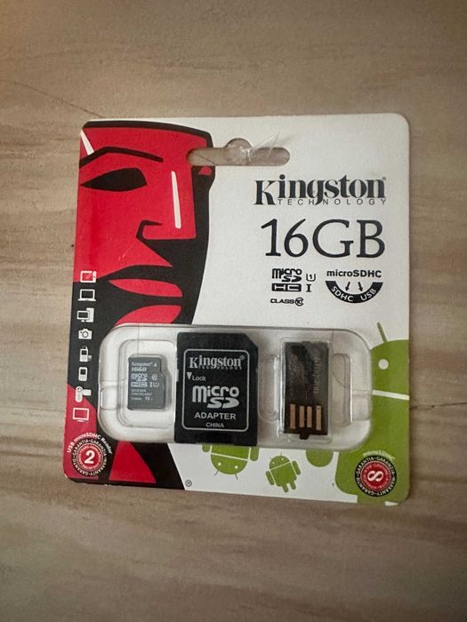 Kingston 16GB microSDHC Class 10 + SD адаптер + USB-картрідер - нові