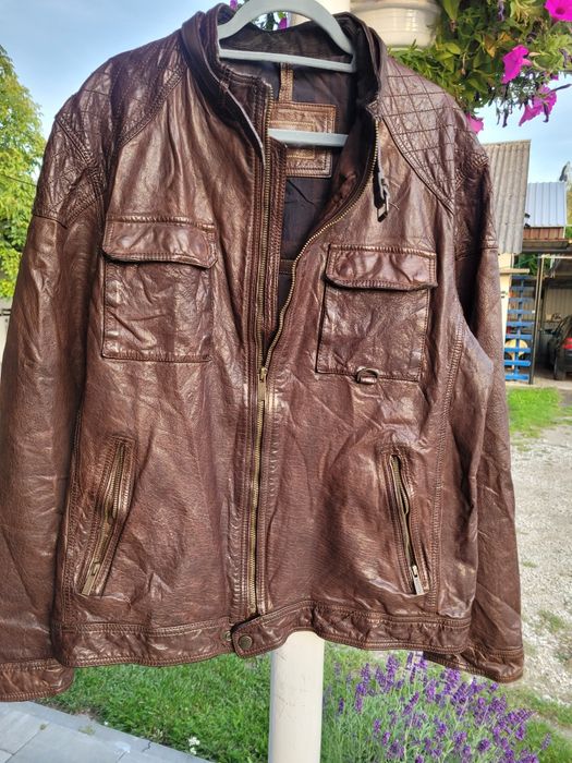 Kurtka skórzana męska brąz Massimo Dutti xxl piękna