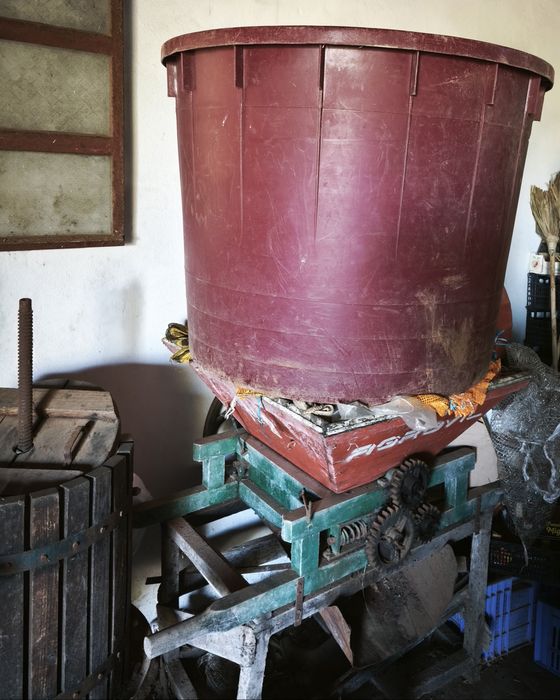 Prensa e triturador de uvas material para fazer vinho