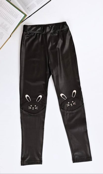 Лосины экокожа для девочки, 110-140 см