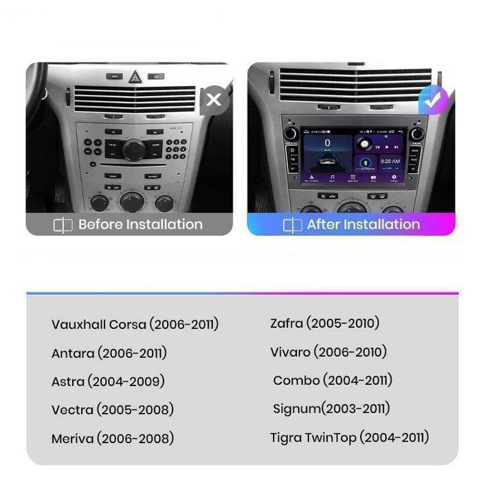 Radio 2DIN 7" Wireless CarPlay Navi GPS Opel Astra/Vectra/Zafira PL