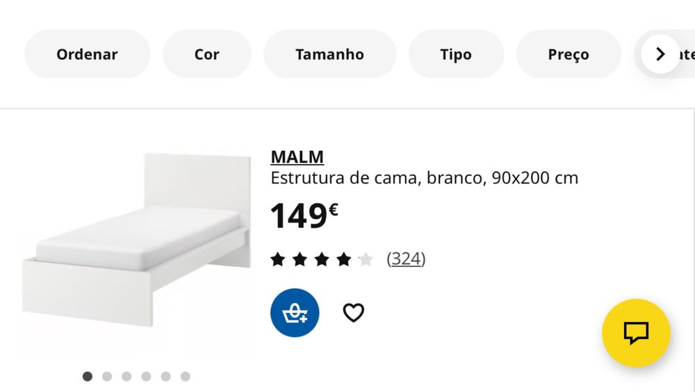 Cama Malm Ikea + estrado Lonset Ikea + colchão Molaflex