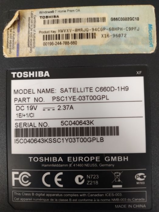 Laptop Toschiba Satellite