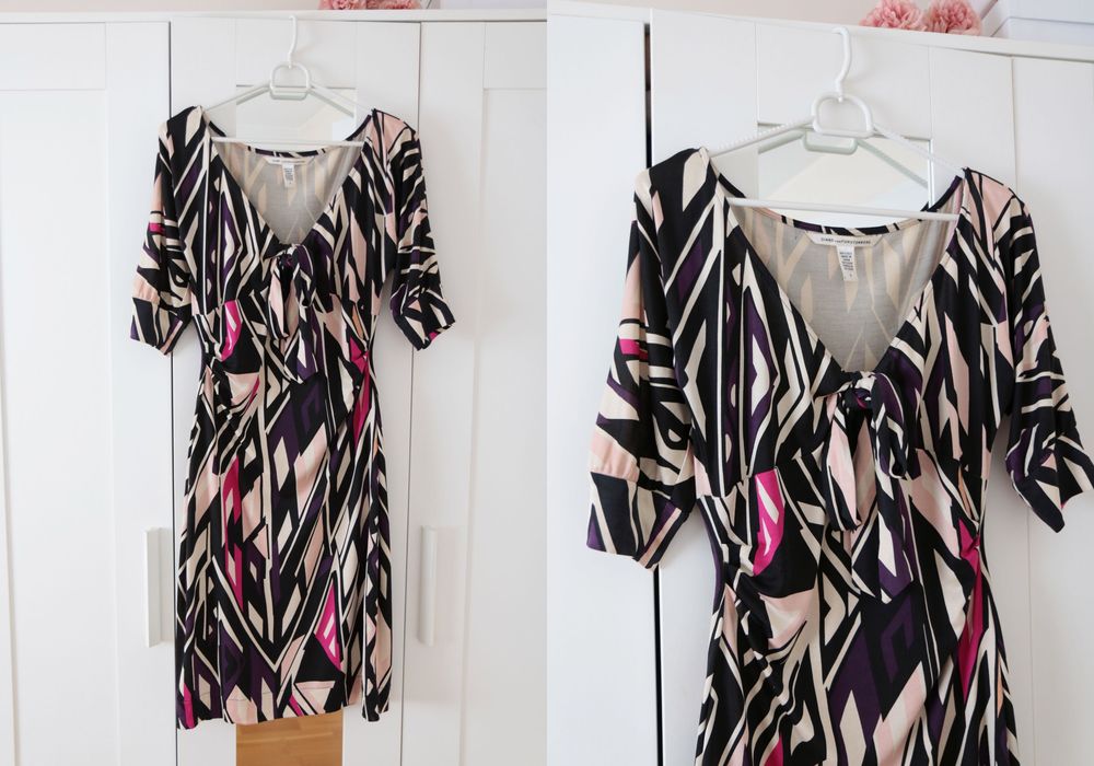 Sukienka 100% jedwab DIANE VON FURSTENBERG 36 S premium desigual wzory