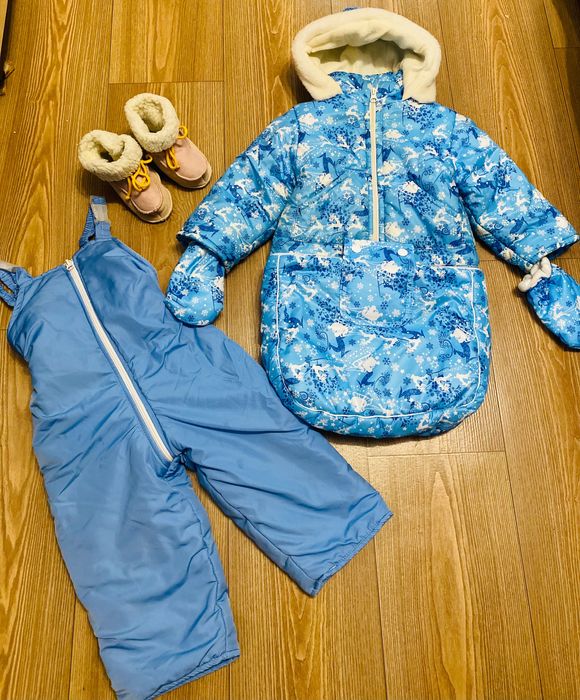Зимний детский комбинезон-трансформер 3в1 с  0-2 года + подарок