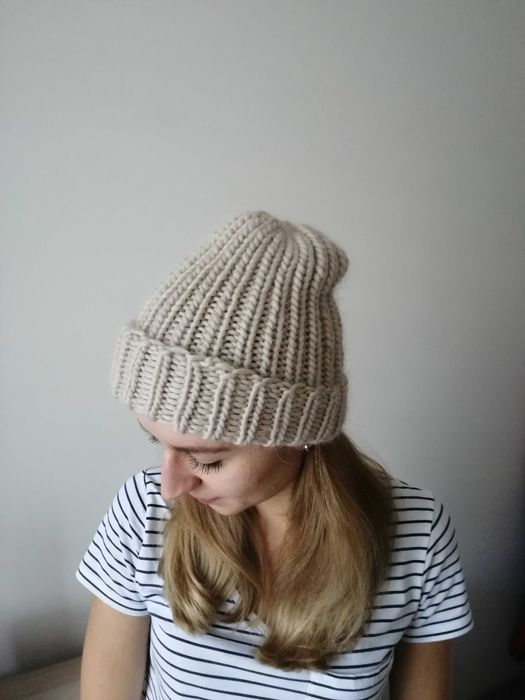 100% wełniana czapka Handmade