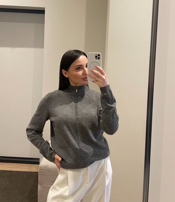 100 % кашемір люкс бренд M/One сірий кардиган на блискавці стиль cos