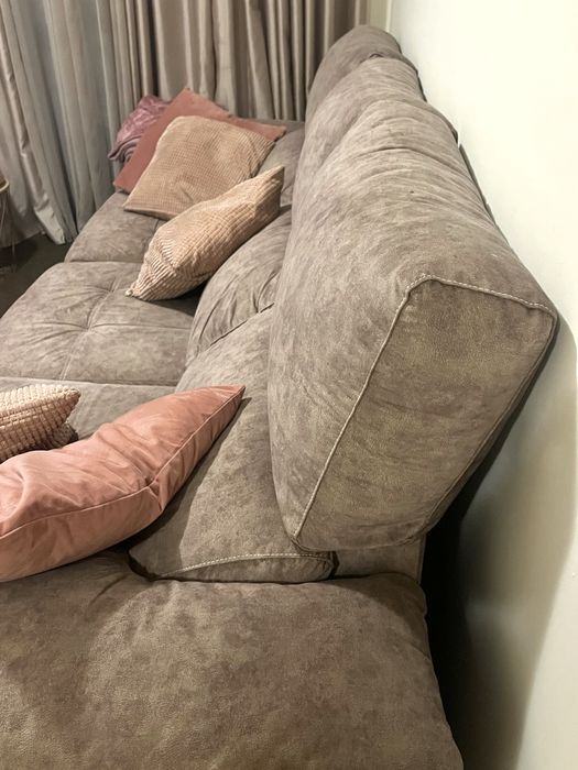 Sofá de canto - beige / castanho