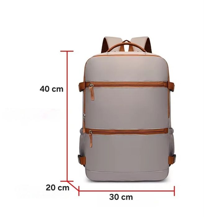 Plecak podróżny Bagaż podręczny do samolotu 40x30x20 szary