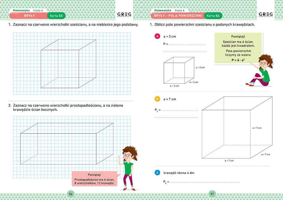MATEMATYKA KLASA 6 Karty pracy w szkole i w domu GREG