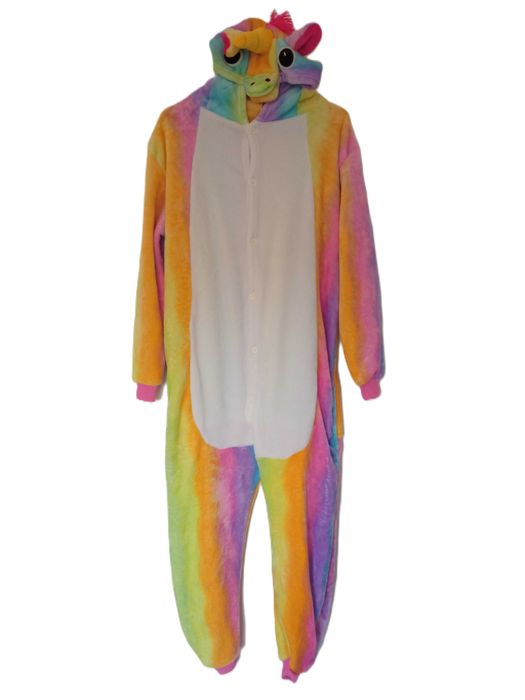 Tęczowa piżama jednoczęściowa jednorożec kombinezon r S