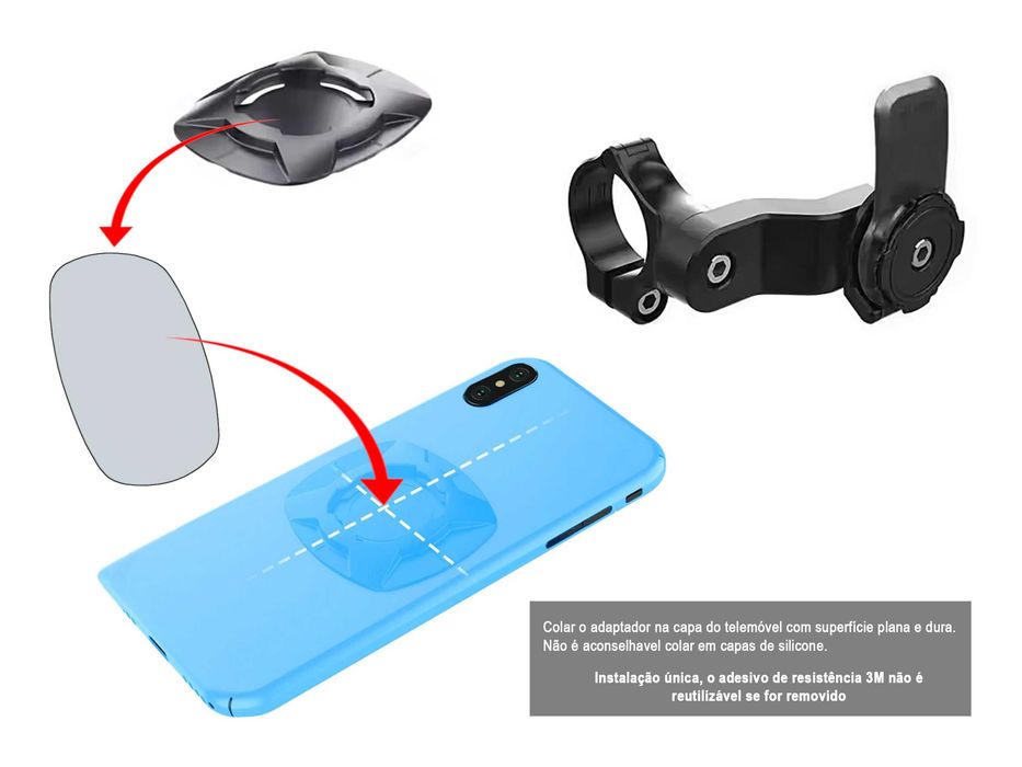 Suporte telemóvel género Quad Lock com amortecedor para moto/bicicleta