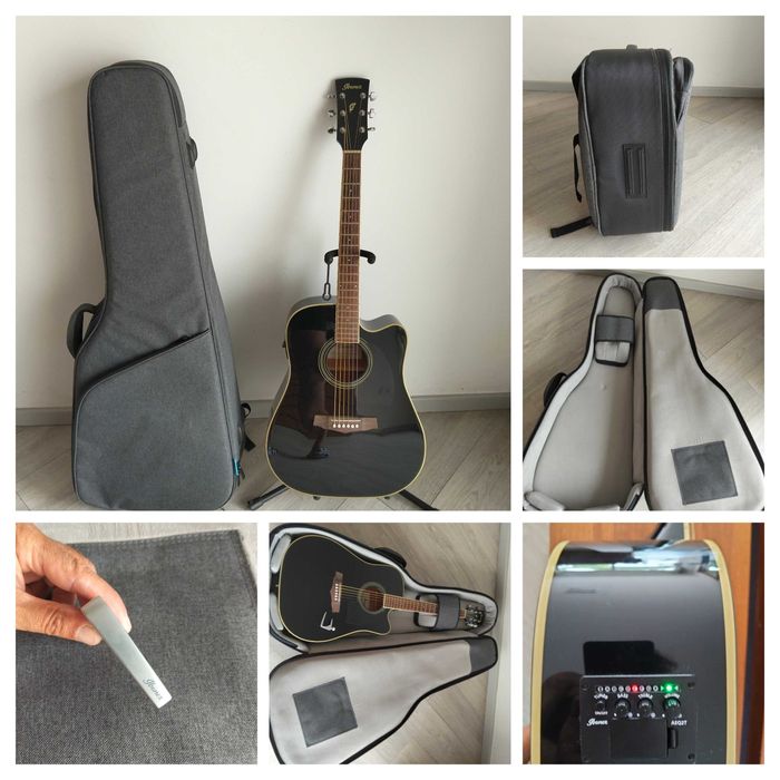 Ibanez Eletroacústica + Saco Ibanez Charcoal + Transpositor Ibanez