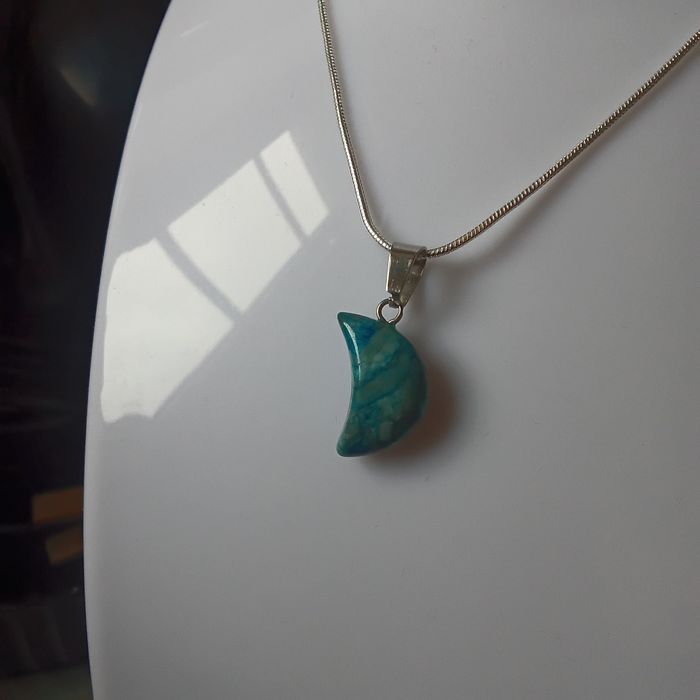 Fio em Prata com Crisocola Meia Lua