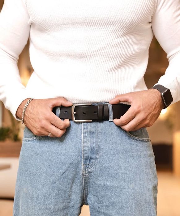 Ремень мужской кожаный кожа черный / ремінь пояс чоловічий шкіряний