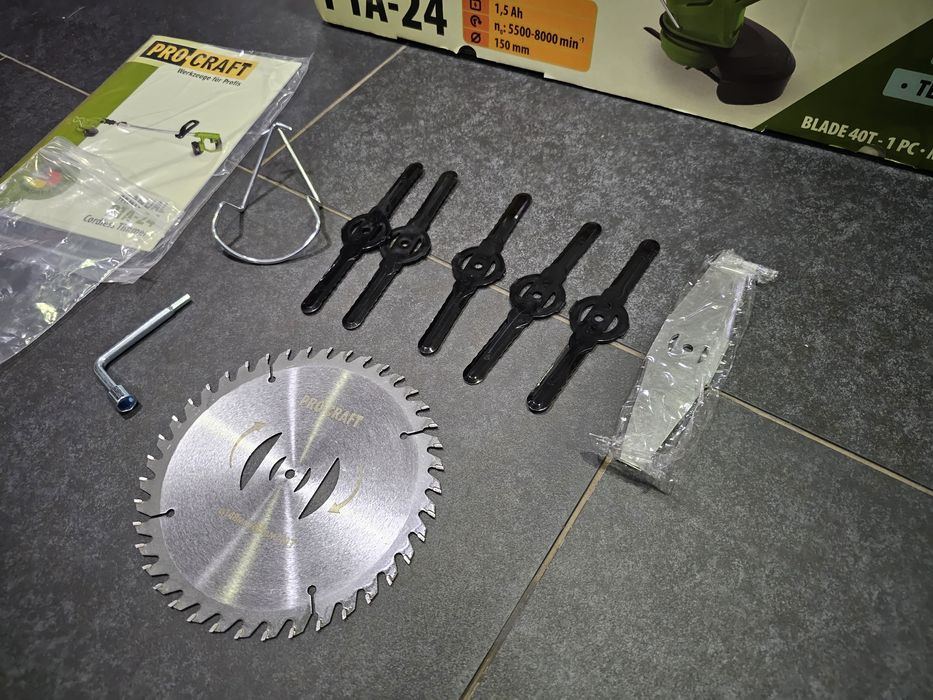 Коса Триммер аккумуляторный ProCraft 2шт Аккум. Диск Нож метал. +5 шт