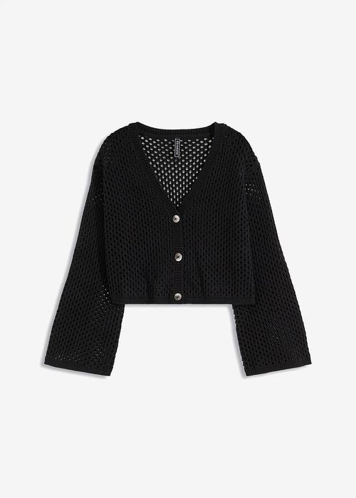 B.P.C sweter ażurowy czarny krótki ^48/50