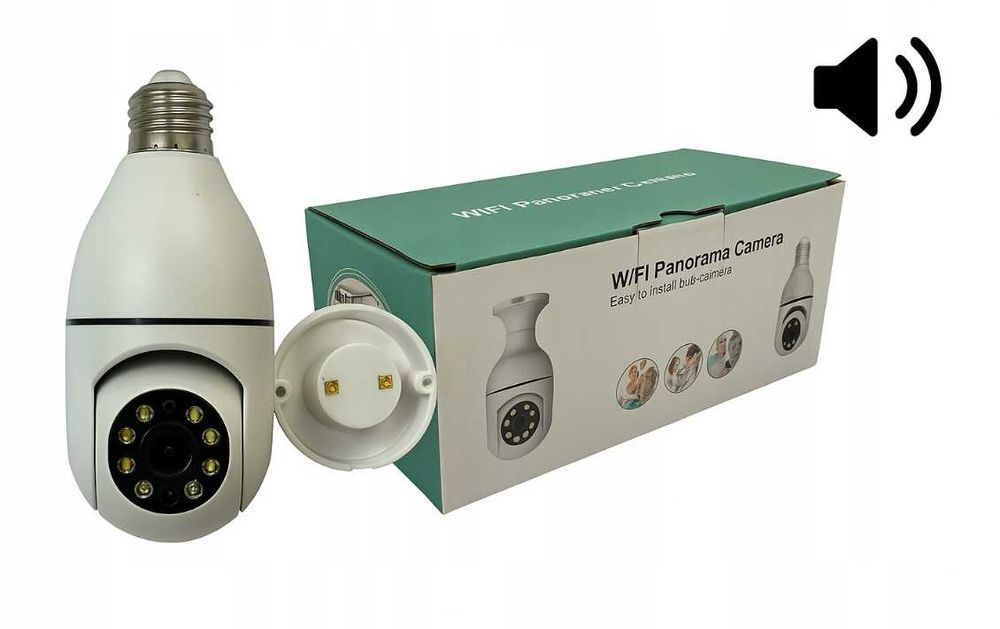 Kamera WiFi Żarówka 360° Obracana Z Obrazem HD Widzenie Nocne E27