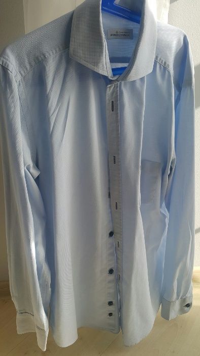 Koszula męska firmy PRÓCHNIK z długim rękawem niebieska 176-182 / 39