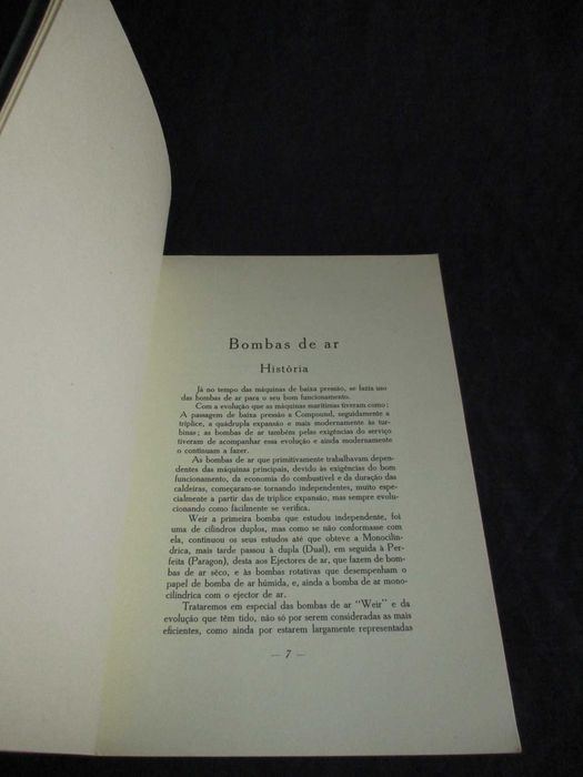 Livro Bombas de Ar Weir Imprensa da Armada 1931