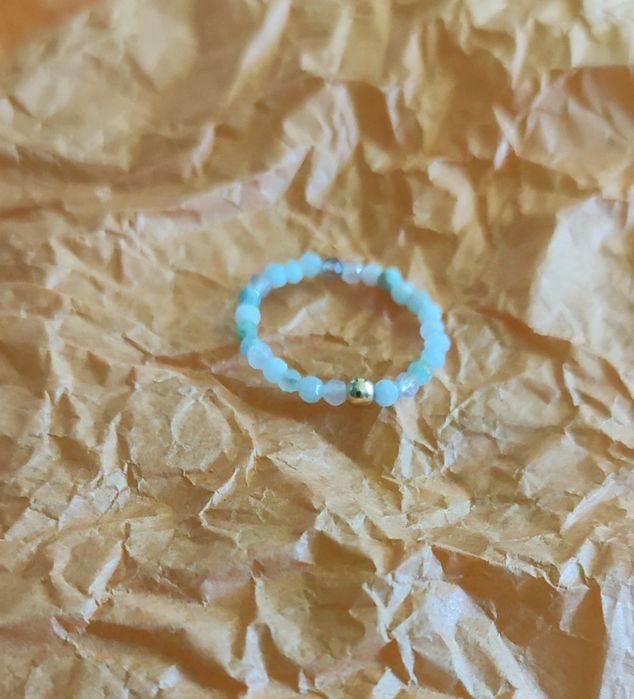 Amazonit pierścionki 2 sztuki Boho