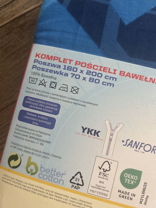 Nowy komplet poscieli psi patrol 160x200 bawełna