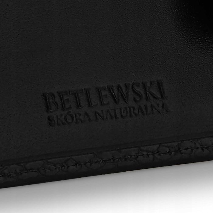 Portfel męski skórzany BETLEWSKI RFID slim czarny mały prezent