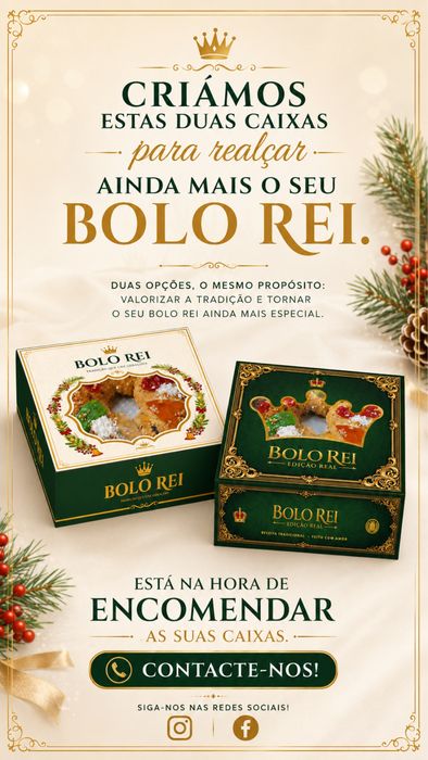 Criámos duas caixas exclusivas para valorizar ainda mais o seu Bolo Rei.