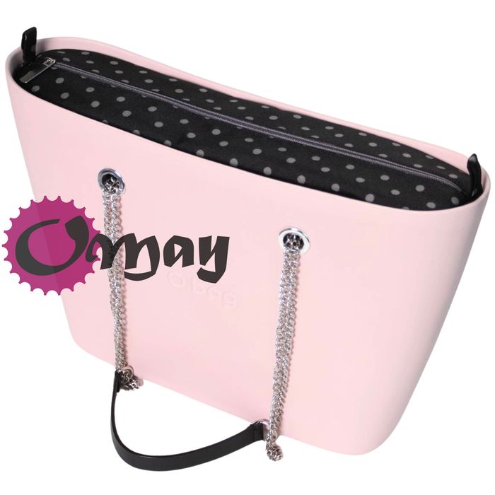 Czarny organizer do OBAG URBAN groszki grafitowe 2 kieszenie VIP OMAY