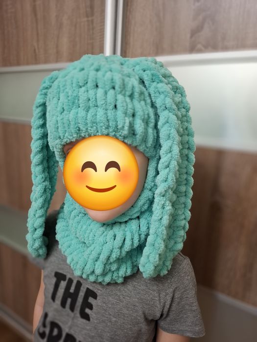 Балаклава з вушками плюшева, шапка