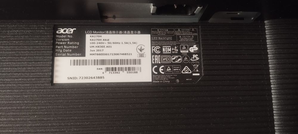 Monitor Acer avariado