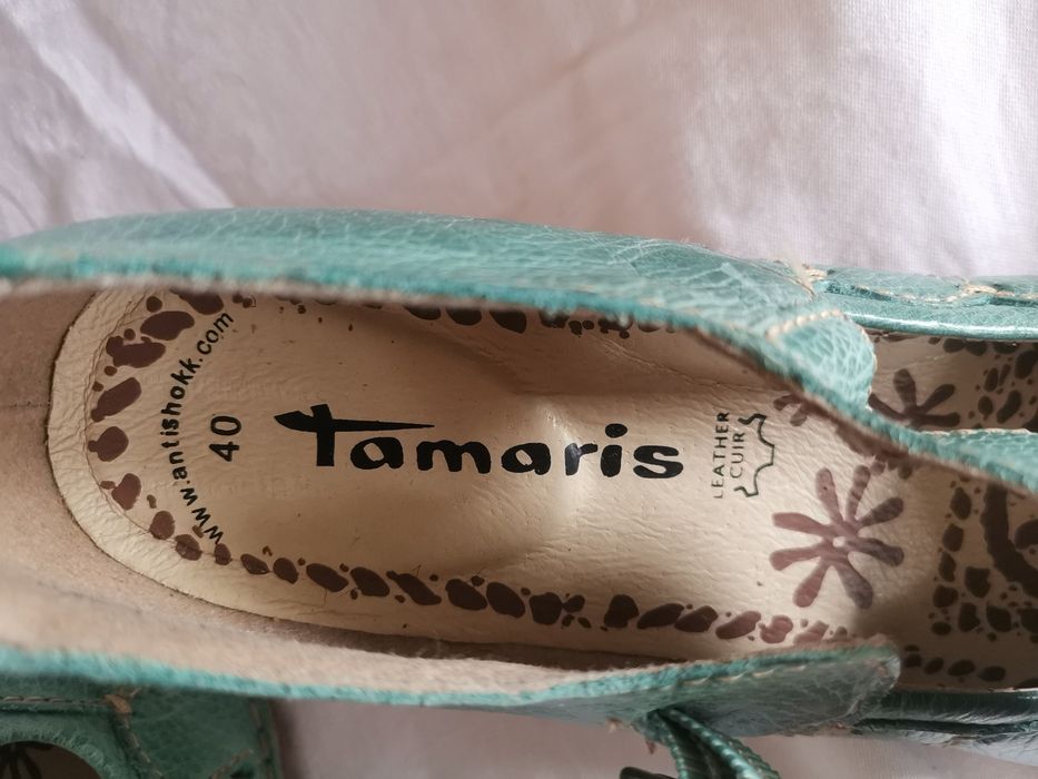 pantofle damskie, zielone, Tamaris
