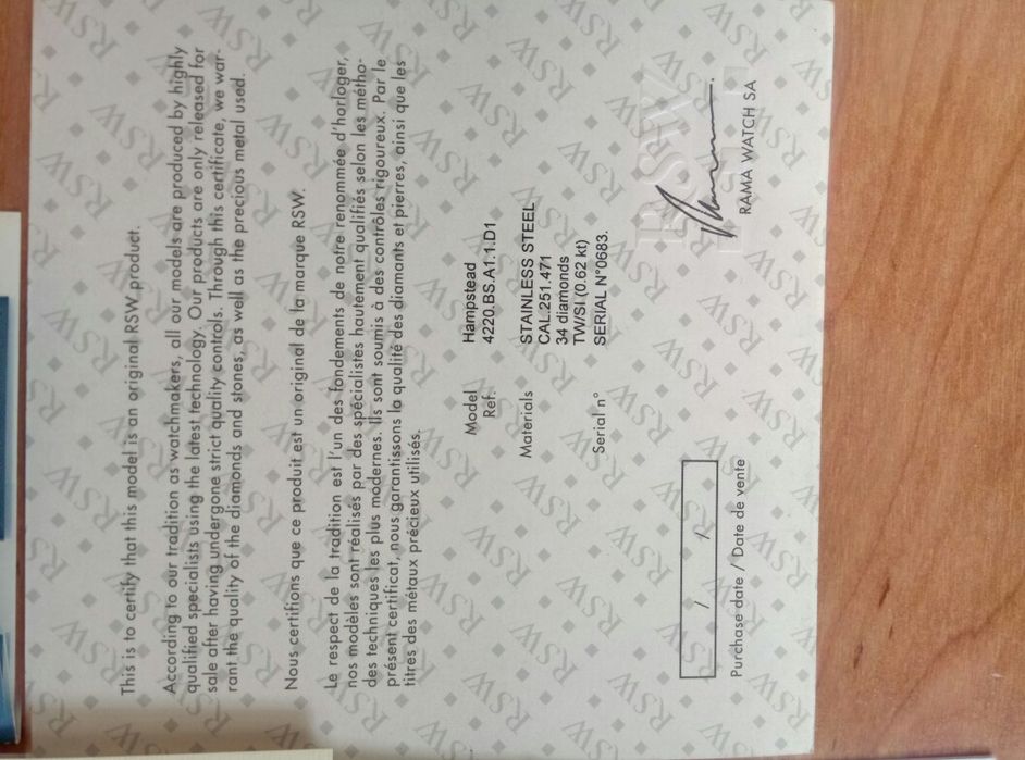 BRYLANTY DIAMENTY NOWY RSW oryginalny męski zegarek pasek z aligatora
