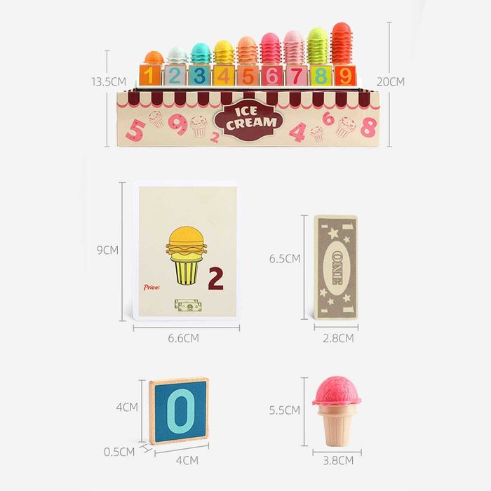 Gelataria de brinquedo, jogo educativo de matemática e lógica