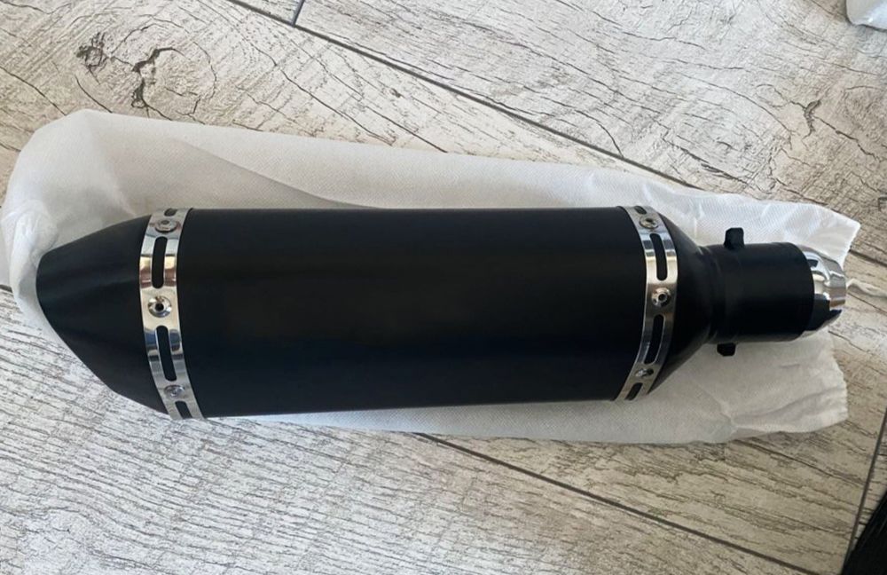 Мото глушитель прямоток Akrapovic Акрапович Carbon 38/51мм с наклейкой