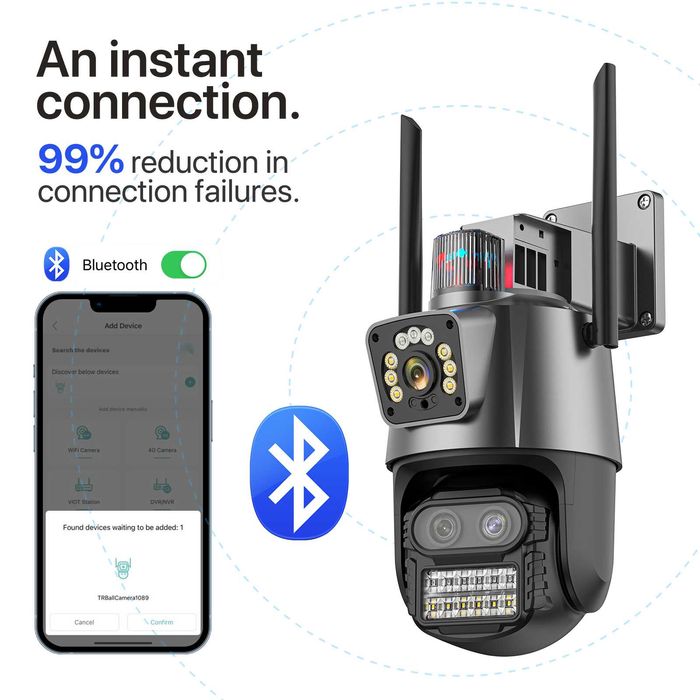 Уличная Охранная Поворотная WIFI Камера  WONSDAR XM55-9MP С Сиреной