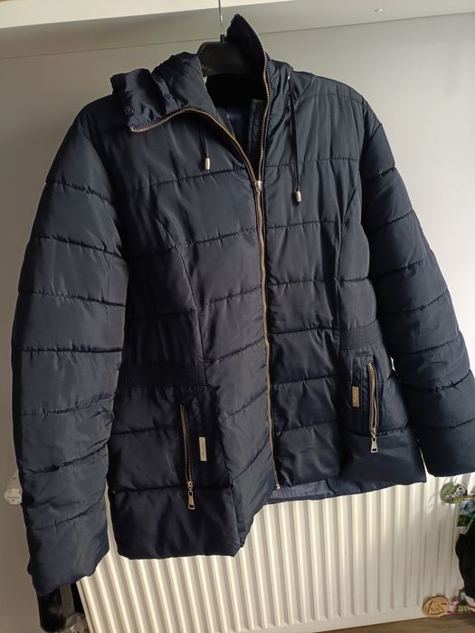 Granatowa kurtka gruba zimowa 50 plus size