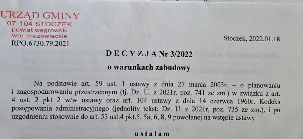Działka z WZ z 2022r, Polkowo – gm. Stoczek (Mazowieckie)